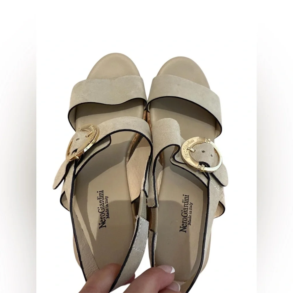 NeroGiardini‎ Made in Italy Suede Cork Platform Sandals - 40